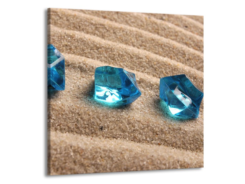 Glasschilderij Zand, Stenen | Turquoise | 50x50cm 1Luik