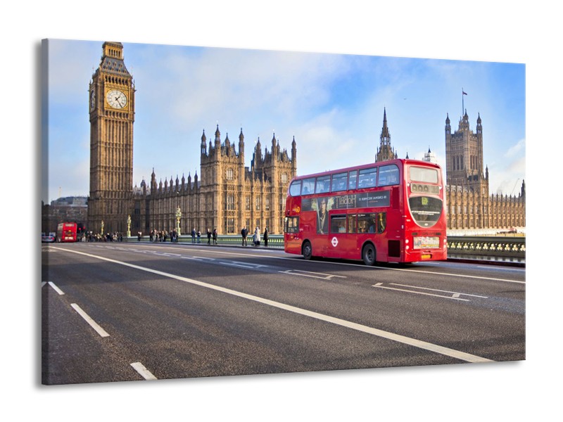 Glasschilderij Engeland, London | Grijs, Blauw, Rood | 140x90cm 1Luik