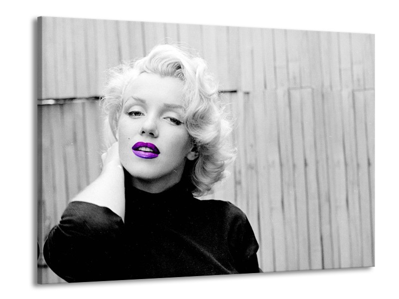 Glasschilderij Marilyn Monroe, Muziek | Grijs, Paars, Zwart | 100x70cm 1Luik