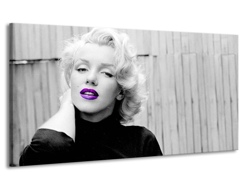 Canvas Schilderij Marilyn Monroe, Muziek | Grijs, Paars, Zwart | 170x90cm 1Luik