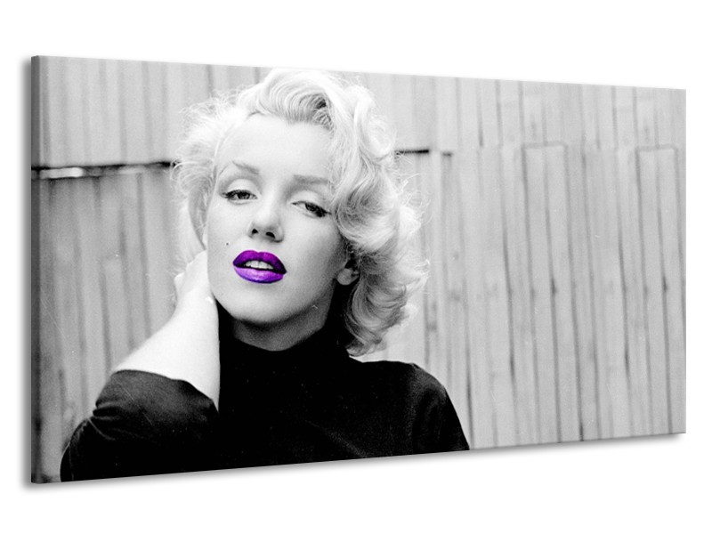 Canvas Schilderij Marilyn Monroe, Muziek | Grijs, Paars, Zwart | 190x100cm 1Luik
