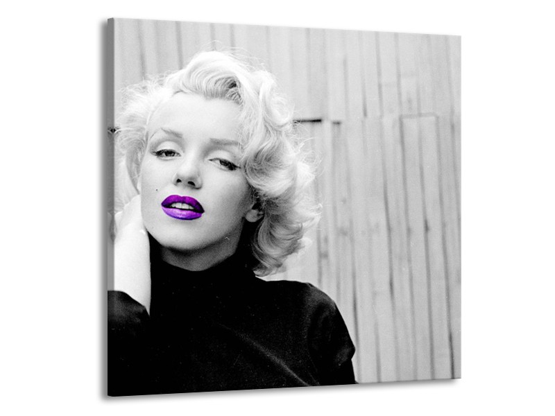 Canvas Schilderij Marilyn Monroe, Muziek | Grijs, Paars, Zwart | 50x50cm 1Luik