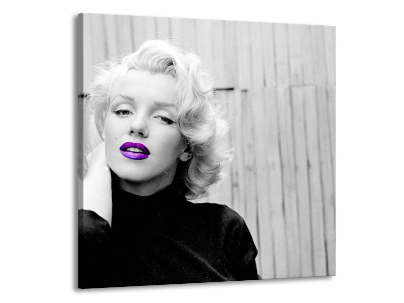 Canvas Schilderij Marilyn Monroe, Muziek | Grijs, Paars, Zwart | 70x70cm 1Luik