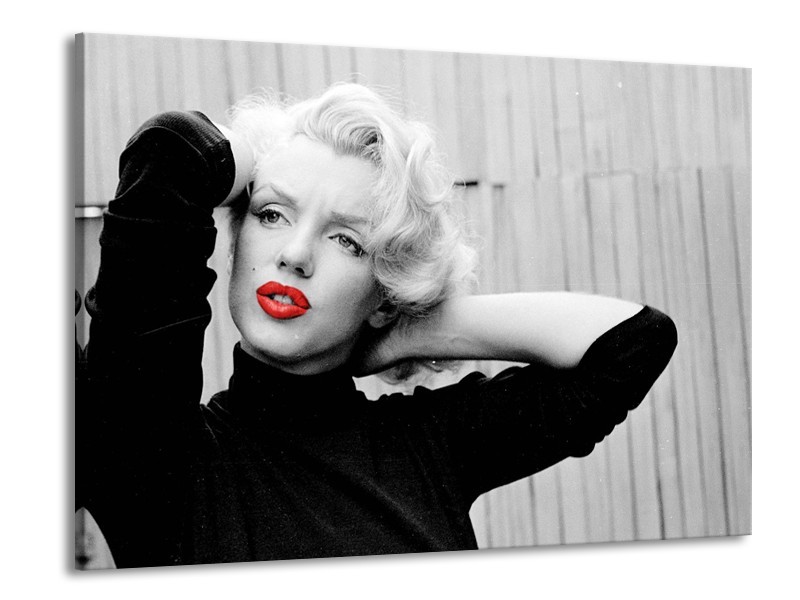 Canvas Schilderij Marilyn Monroe, Muziek | Grijs, Zwart, Rood | 100x70cm 1Luik