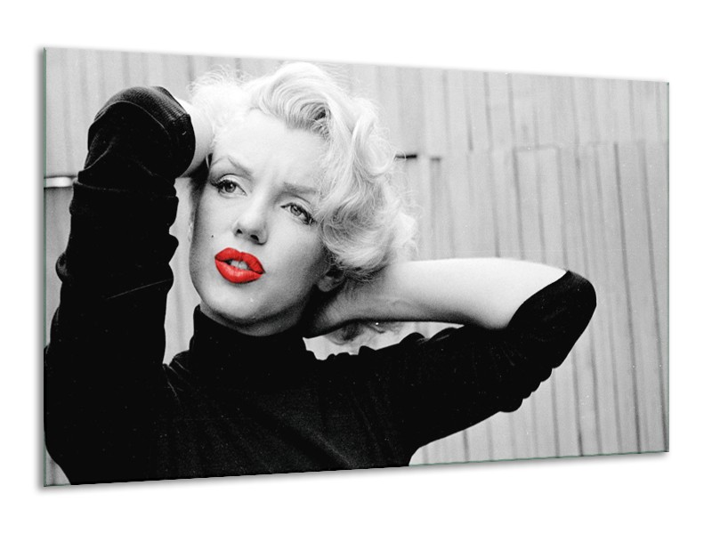 Canvas Schilderij Marilyn Monroe, Muziek | Grijs, Zwart, Rood | 120x70cm 1Luik