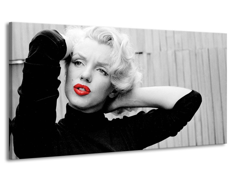 Canvas Schilderij Marilyn Monroe, Muziek | Grijs, Zwart, Rood | 170x90cm 1Luik