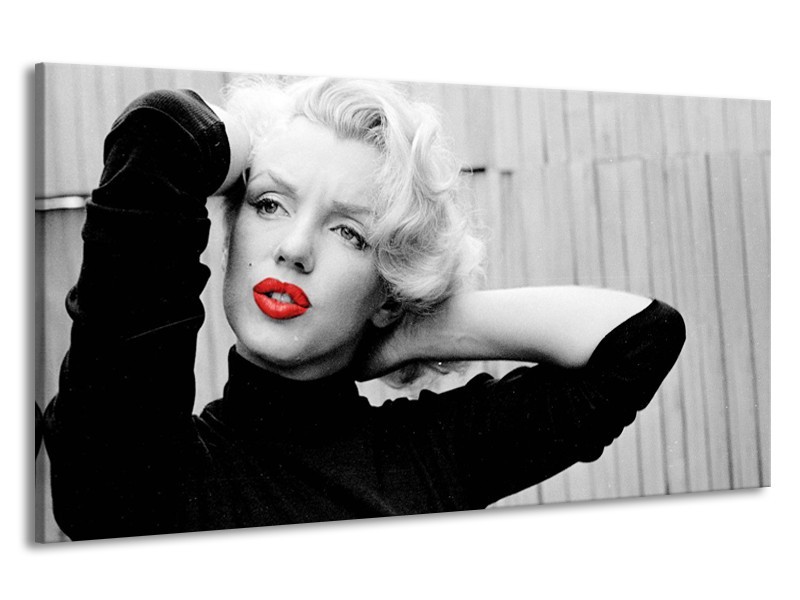 Canvas Schilderij Marilyn Monroe, Muziek | Grijs, Zwart, Rood | 190x100cm 1Luik
