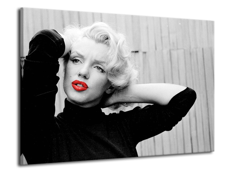 Glasschilderij Marilyn Monroe, Muziek | Grijs, Zwart, Rood | 70x50cm 1Luik