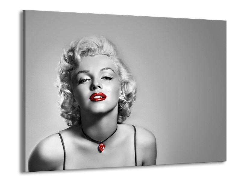 Glasschilderij Marilyn Monroe, Muziek | Grijs, Zwart, Rood | 100x70cm 1Luik