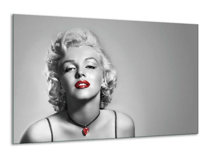 Canvas Schilderij Marilyn Monroe, Muziek | Grijs, Zwart, Rood | 120x70cm 1Luik