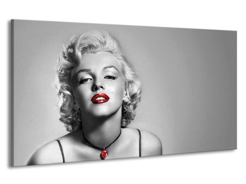 Canvas Schilderij Marilyn Monroe, Muziek | Grijs, Zwart, Rood | 190x100cm 1Luik