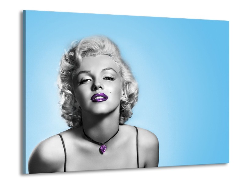 Canvas Schilderij Marilyn Monroe, Muziek | Grijs, Blauw, Paars | 100x70cm 1Luik