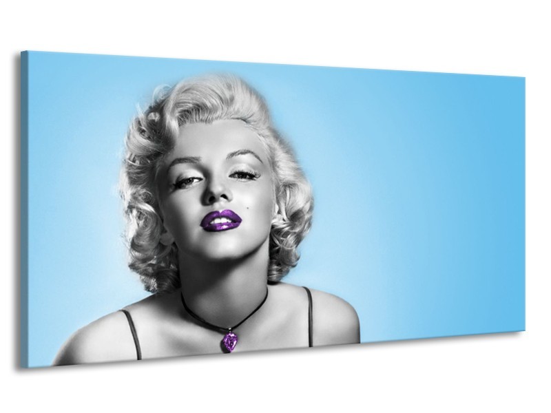 Canvas Schilderij Marilyn Monroe, Muziek | Grijs, Blauw, Paars | 170x90cm 1Luik