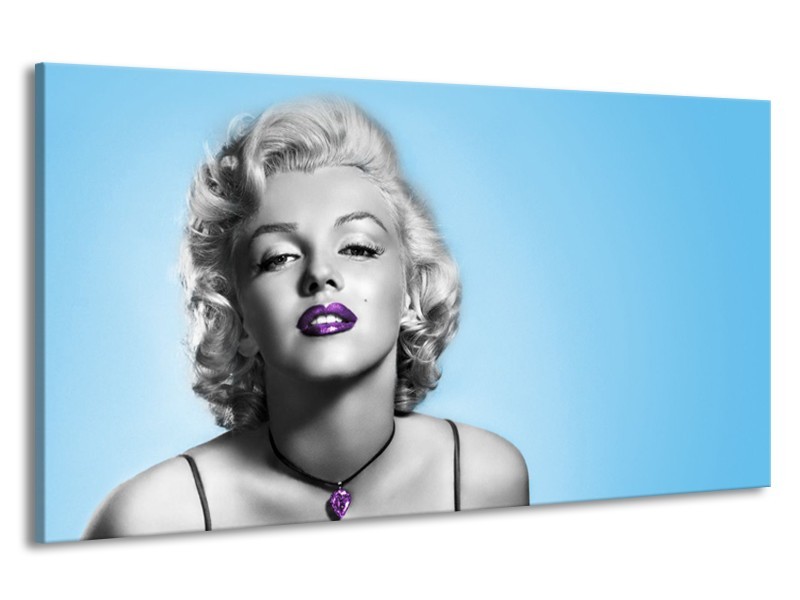 Canvas Schilderij Marilyn Monroe, Muziek | Grijs, Blauw, Paars | 190x100cm 1Luik