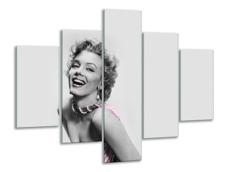 Canvas Schilderij Marilyn Monroe, Muziek | Grijs, Wit, Paars | 100x70cm 5Luik