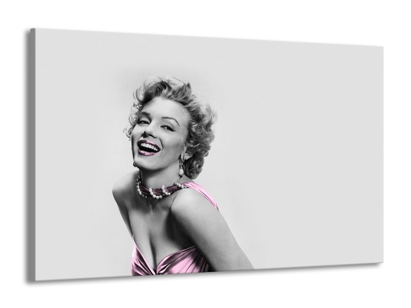 Glasschilderij Marilyn Monroe, Muziek | Grijs, Wit, Paars | 140x90cm 1Luik