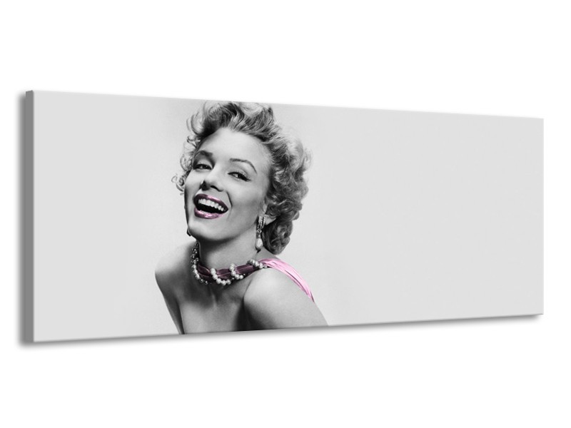 Canvas Schilderij Marilyn Monroe, Muziek | Grijs, Wit, Paars | 145x58cm 1Luik