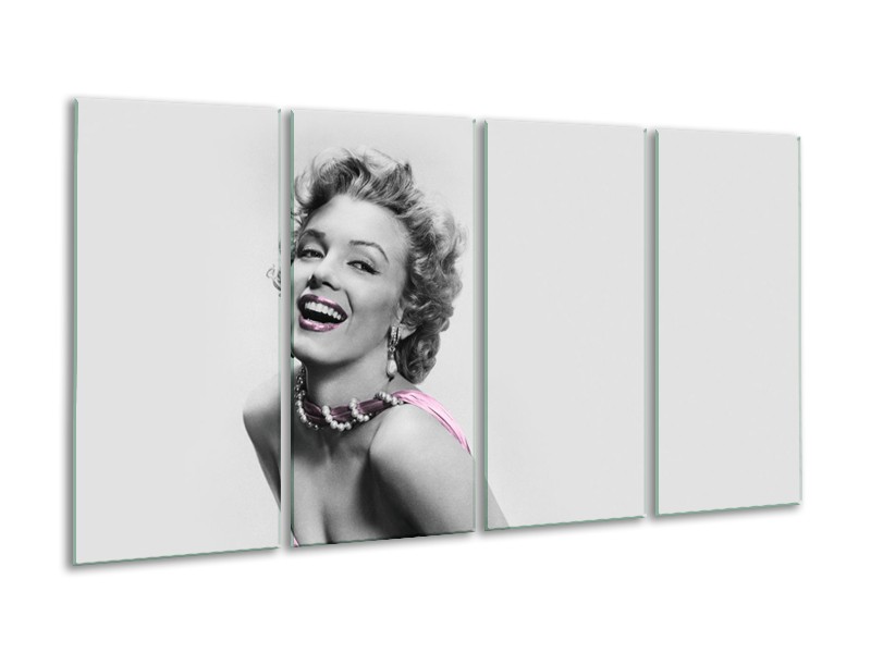 Canvas Schilderij Marilyn Monroe, Muziek | Grijs, Wit, Paars | 160x80cm 4Luik