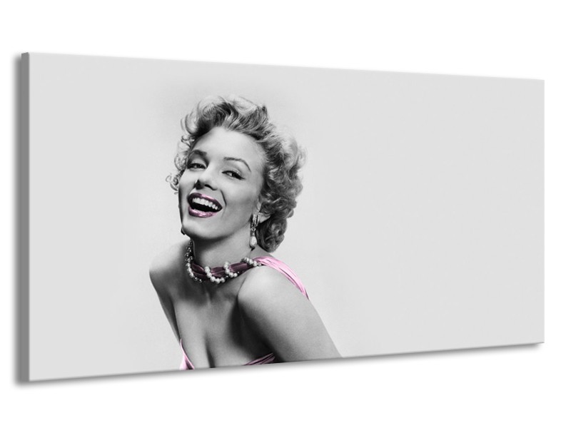 Canvas Schilderij Marilyn Monroe, Muziek | Grijs, Wit, Paars | 170x90cm 1Luik