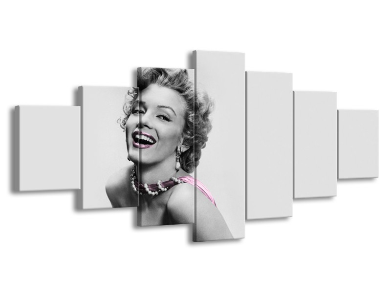 Glasschilderij Marilyn Monroe, Muziek | Grijs, Wit, Paars | 210x100cm 7Luik