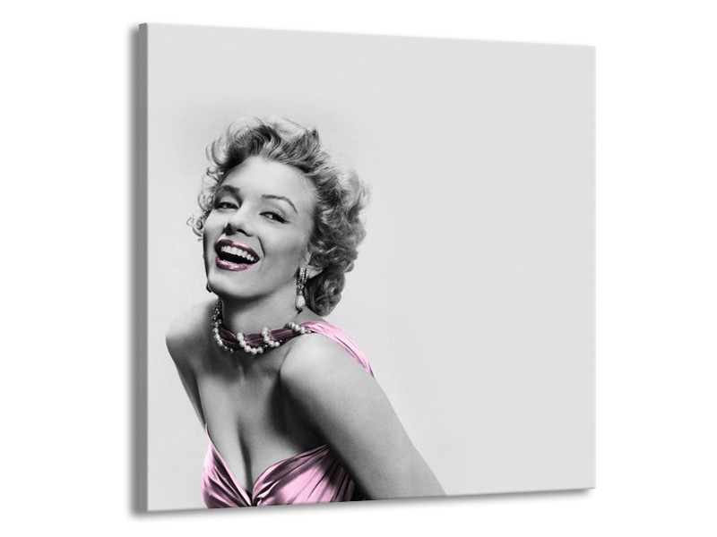Glasschilderij Marilyn Monroe, Muziek | Grijs, Wit, Paars | 50x50cm 1Luik