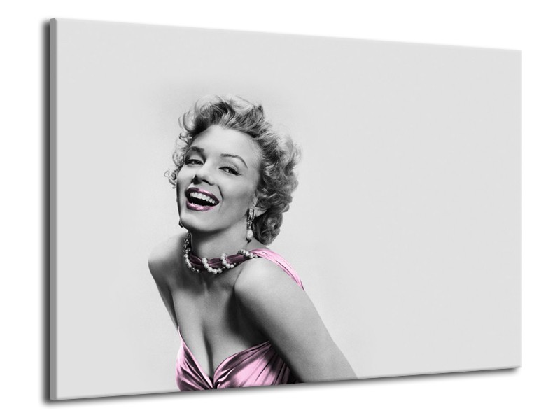 Canvas Schilderij Marilyn Monroe, Muziek | Grijs, Wit, Paars | 70x50cm 1Luik