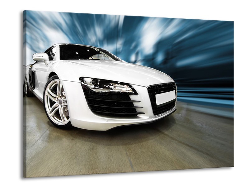 Canvas Schilderij Audi, Auto | Wit, Blauw | 100x70cm 1Luik