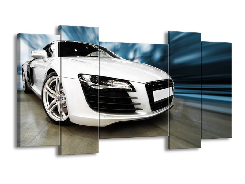 Canvas Schilderij Audi, Auto | Wit, Blauw | 120x65cm 5Luik