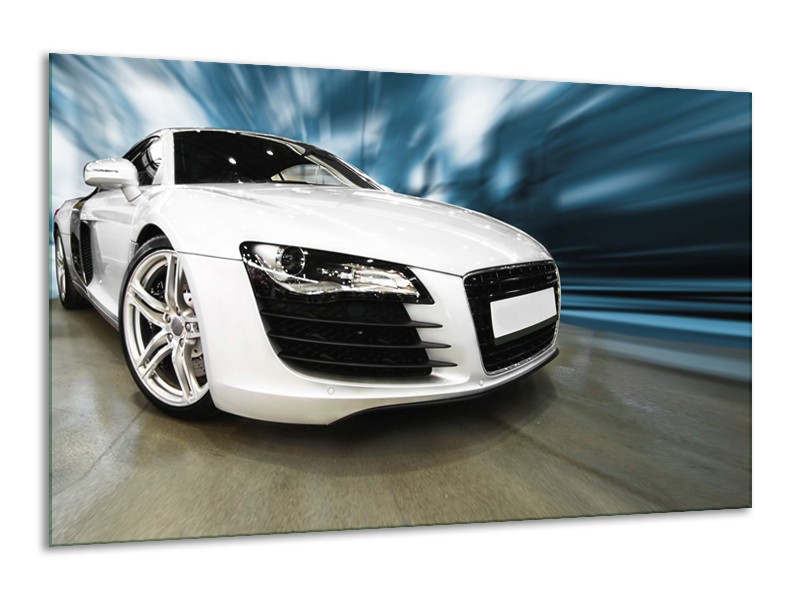 Canvas Schilderij Audi, Auto | Wit, Blauw | 120x70cm 1Luik