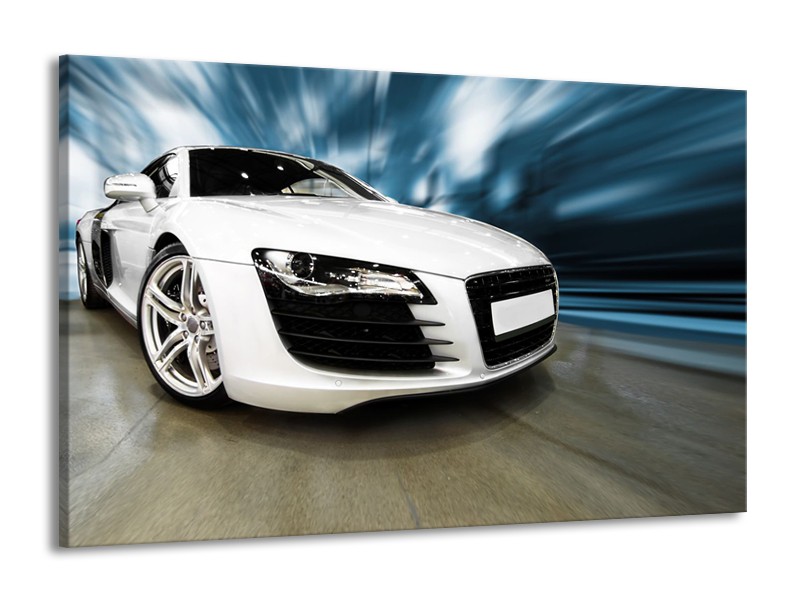 Canvas Schilderij Audi, Auto | Wit, Blauw | 140x90cm 1Luik