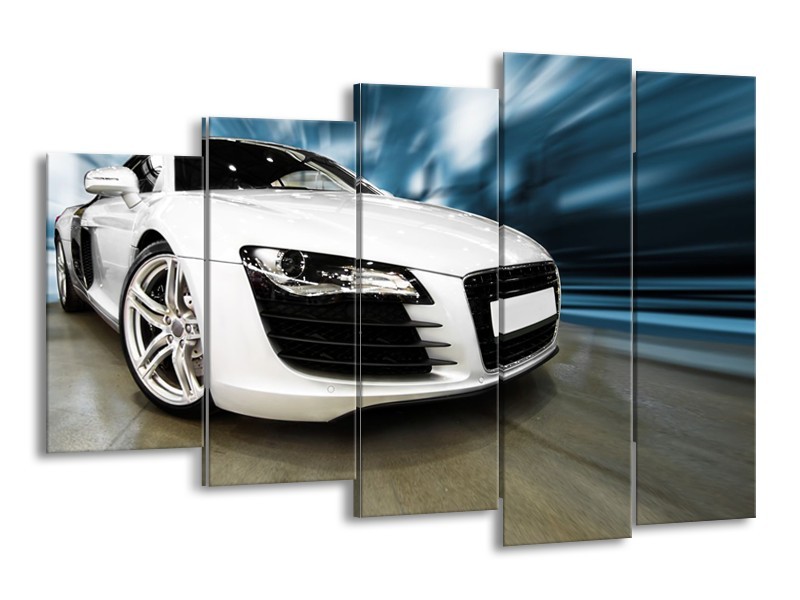 Canvas Schilderij Audi, Auto | Wit, Blauw | 150x100cm 5Luik