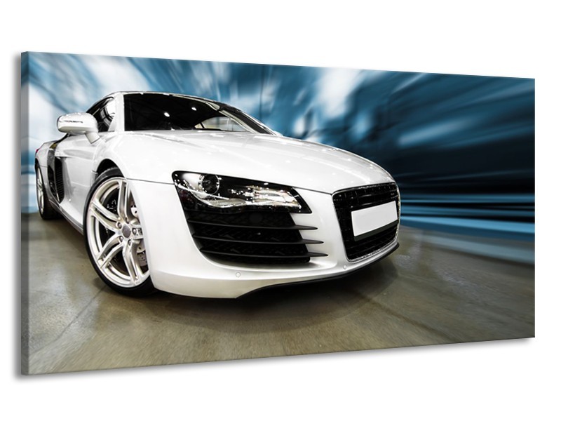 Canvas Schilderij Audi, Auto | Wit, Blauw | 170x90cm 1Luik