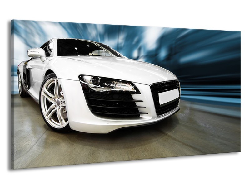 Canvas Schilderij Audi, Auto | Wit, Blauw | 190x100cm 1Luik