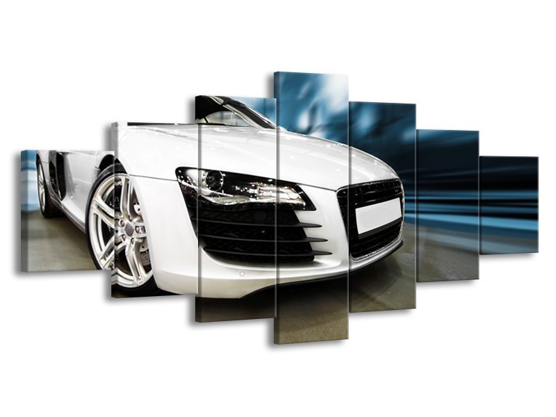Glasschilderij Audi, Auto | Wit, Blauw | 210x100cm 7Luik