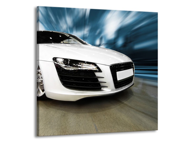 Glasschilderij Audi, Auto | Wit, Blauw | 50x50cm 1Luik