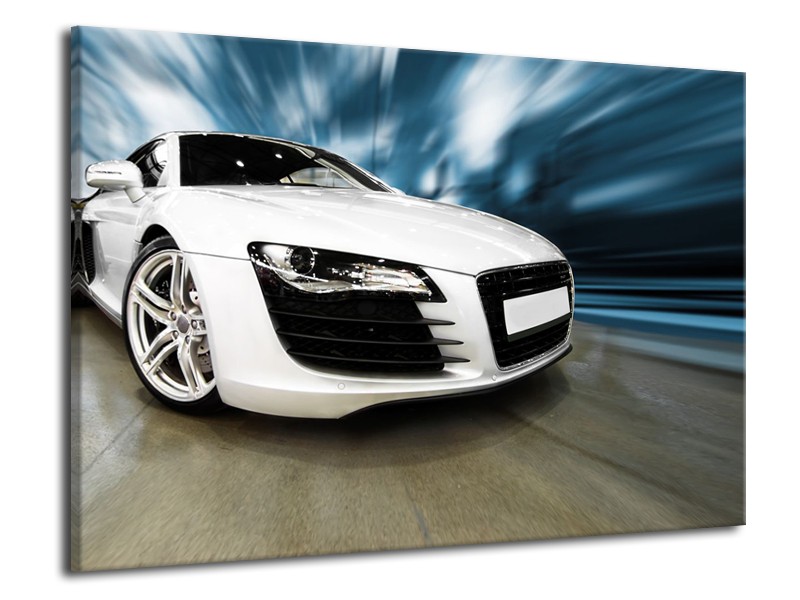Canvas Schilderij Audi, Auto | Wit, Blauw | 70x50cm 1Luik