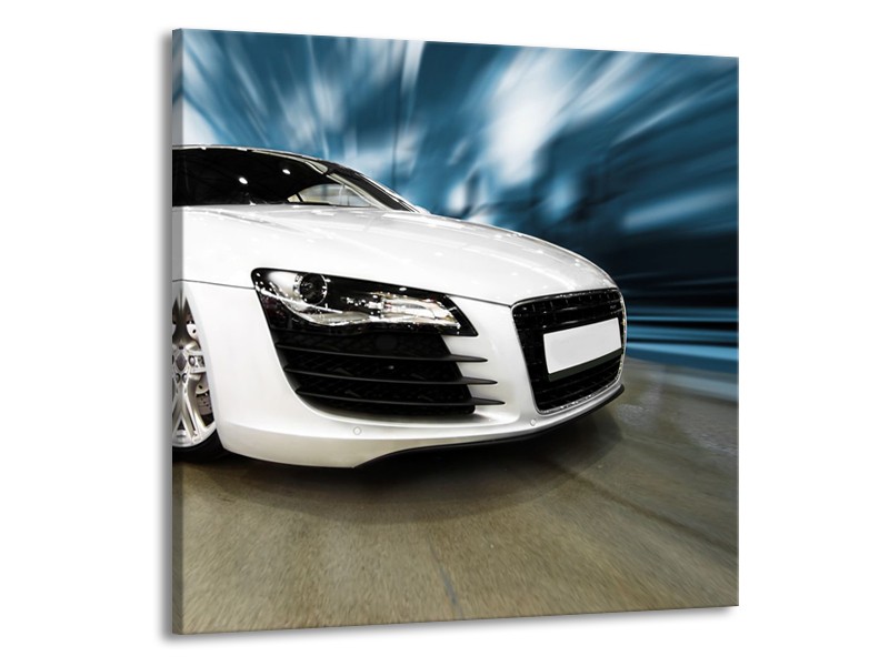 Glasschilderij Audi, Auto | Wit, Blauw | 70x70cm 1Luik