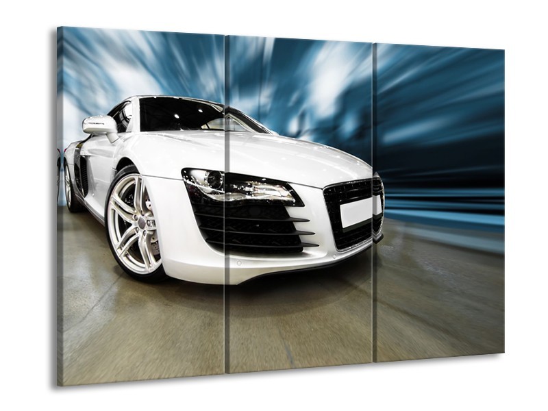 Canvas Schilderij Audi, Auto | Wit, Blauw | 60x90cm 3Luik