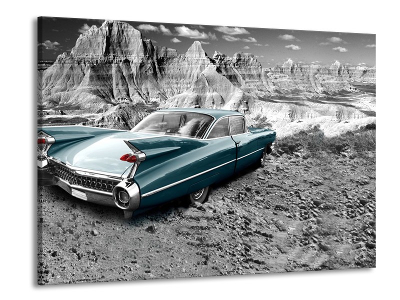 Canvas Schilderij Oldtimer, Auto | Zwart, Wit | 100x70cm 1Luik