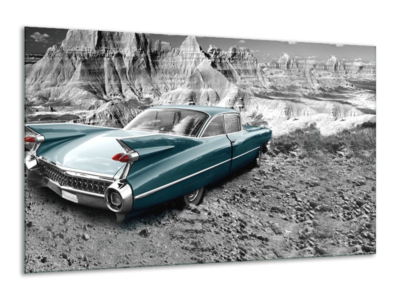 Canvas Schilderij Oldtimer, Auto | Zwart, Wit | 120x70cm 1Luik