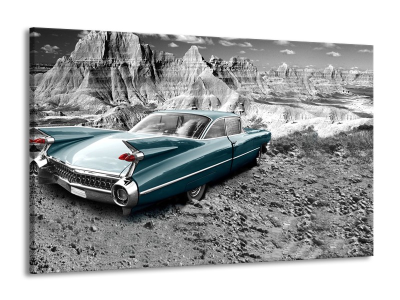 Glasschilderij Oldtimer, Auto | Zwart, Wit | 140x90cm 1Luik