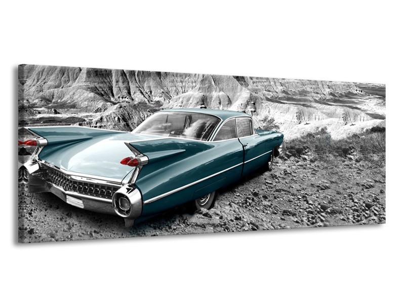 Canvas Schilderij Oldtimer, Auto | Zwart, Wit | 145x58cm 1Luik