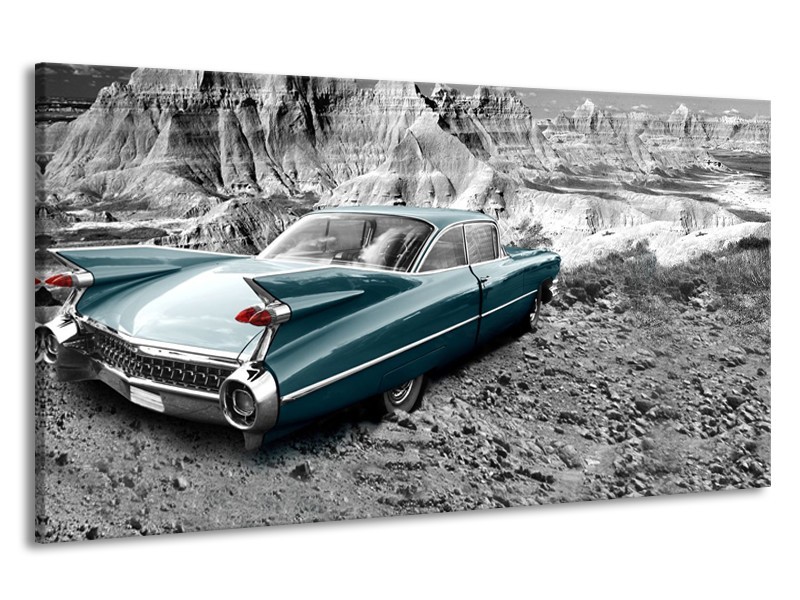 Canvas Schilderij Oldtimer, Auto | Zwart, Wit | 190x100cm 1Luik