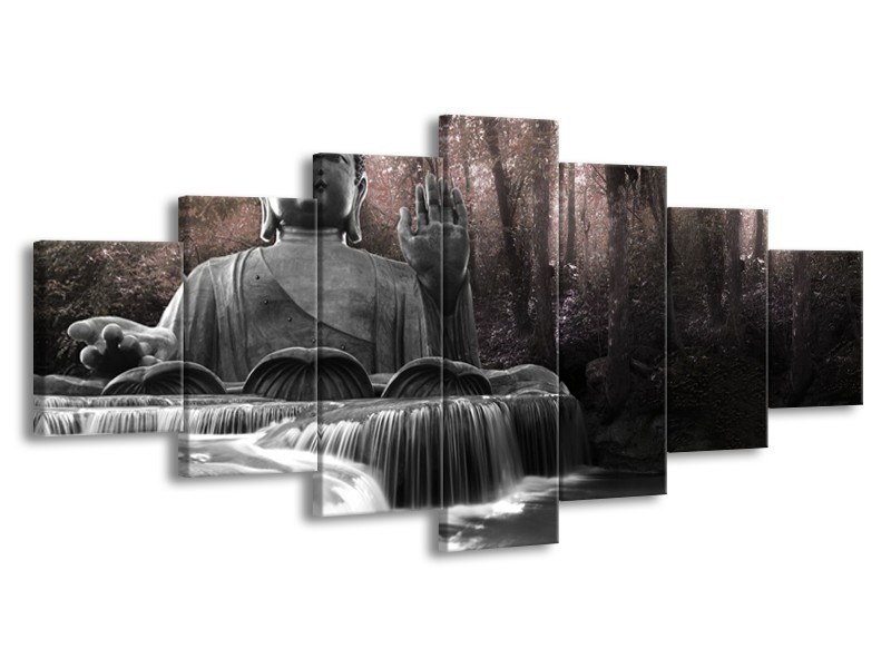 Glasschilderij Boeddha, Natuur | Grijs, Bruin | 210x100cm 7Luik