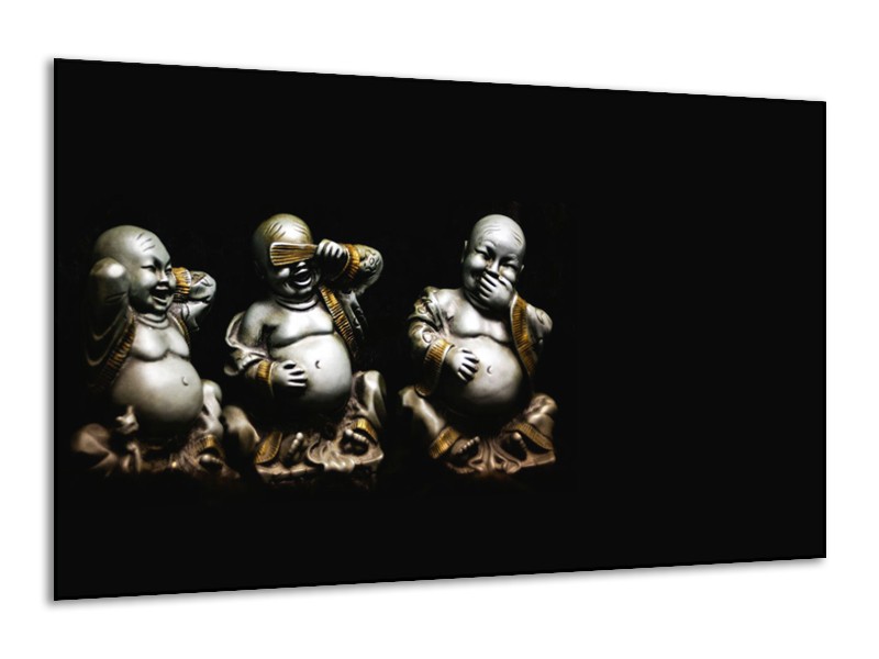 Glasschilderij Boeddha, Beeld | Zwart, Grijs | 120x70cm 1Luik