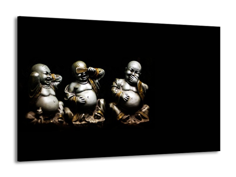 Glasschilderij Boeddha, Beeld | Zwart, Grijs | 140x90cm 1Luik