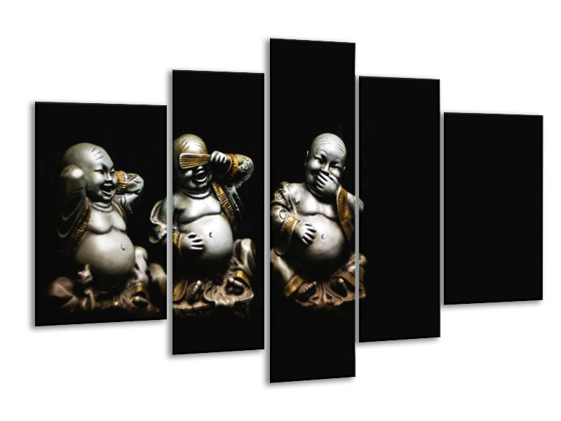 Glasschilderij Boeddha, Beeld | Zwart, Grijs | 170x100cm 5Luik