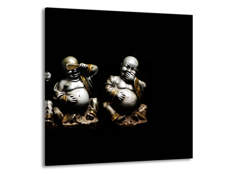 Canvas Schilderij Boeddha, Beeld | Zwart, Grijs | 50x50cm 1Luik