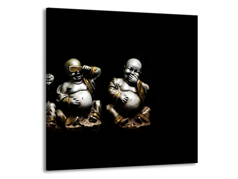 Canvas Schilderij Boeddha, Beeld | Zwart, Grijs | 70x70cm 1Luik