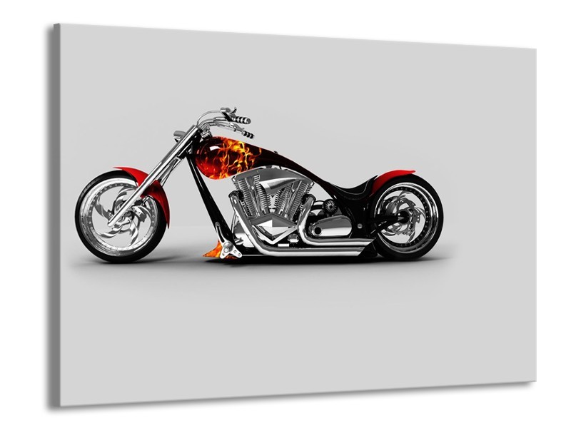 Canvas Schilderij Motor | Grijs, Zwart, Oranje | 100x70cm 1Luik